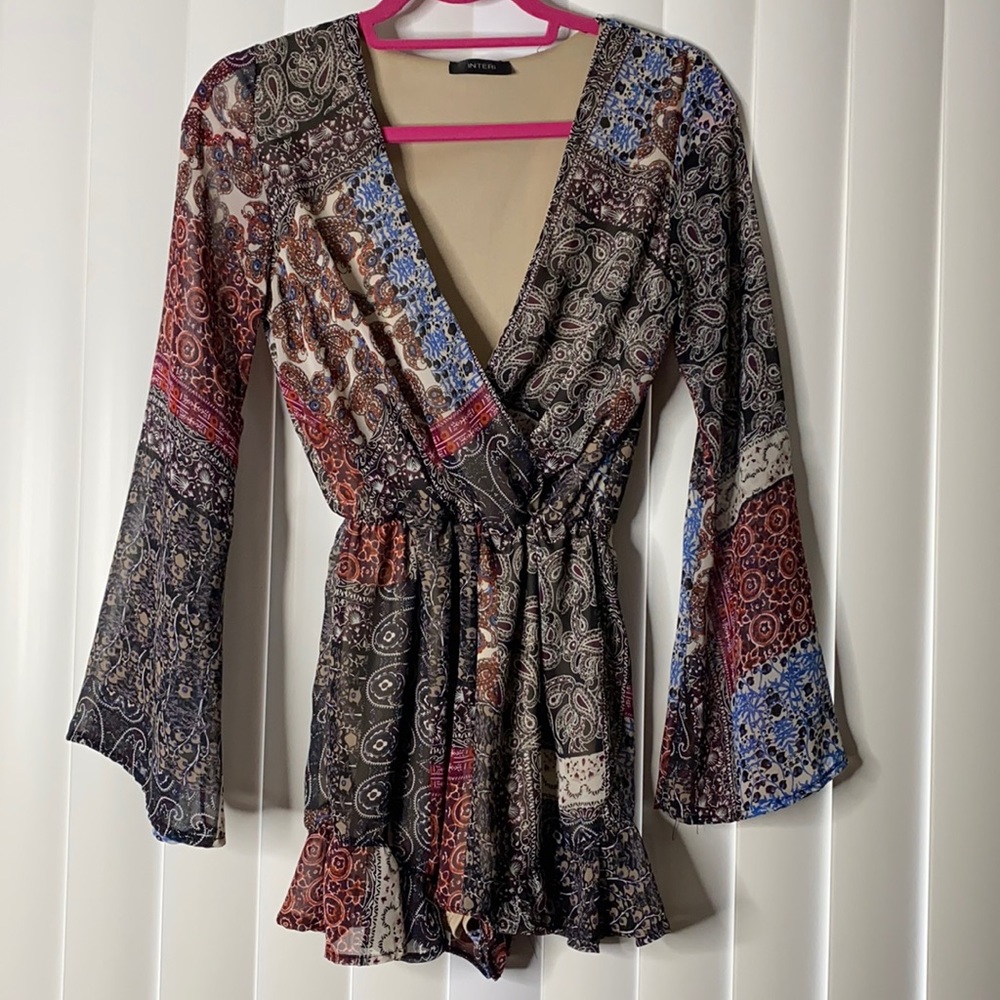Long sleeve bohemian romper
